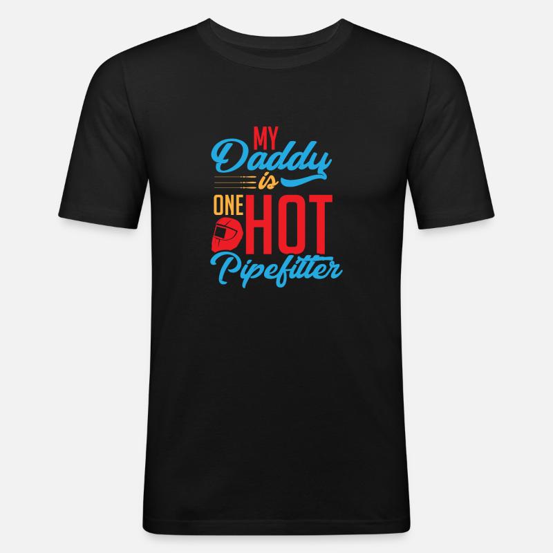 Pipefitter dad - Männer Slim Fit T-Shirt - Schwarz