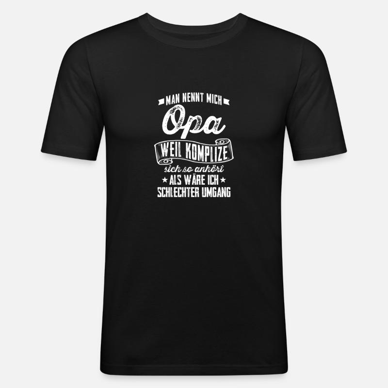 Opa = Komplize? - Geschenk - Männer Slim Fit T-Shirt - Schwarz