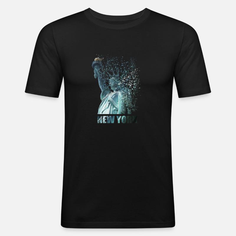 Freiheitsstatue - Männer Slim Fit T-Shirt - Schwarz