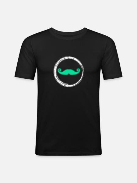 Glühen-Schnurrbart-Neon-Party-glühender Effekt Retro - Männer Slim Fit T-Shirt - Schwarz
