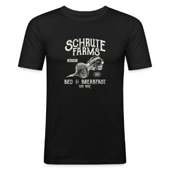 Schrute Farms - Männer Slim Fit T-Shirt - Schwarz - Vorne - Nik (191cm)