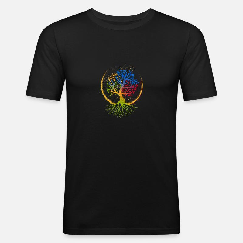 Lebensbaum - Männer Slim Fit T-Shirt - Schwarz