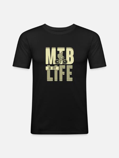 Mountain bike is my life gift wheel - Men's Slim Fit T-Shirt - black