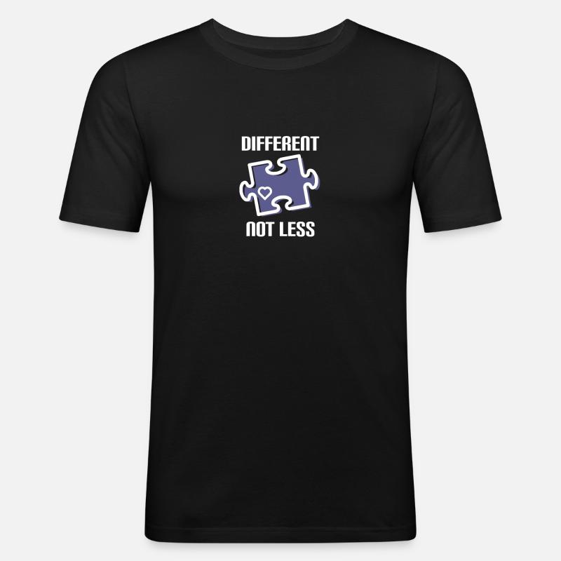 DIFFERENT - NOT LESS! AUTISMUS - Männer Slim Fit T-Shirt - Schwarz