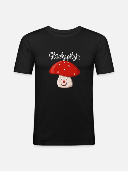 Glückspilzin - Männer Slim Fit T-Shirt - Schwarz