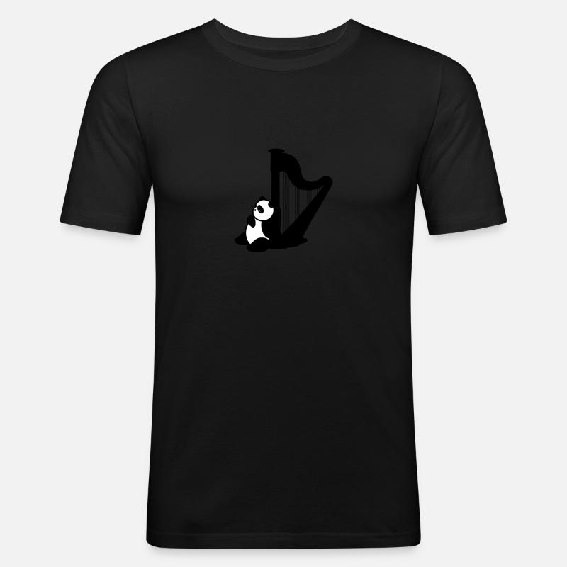 Harfe - Männer Slim Fit T-Shirt - Schwarz