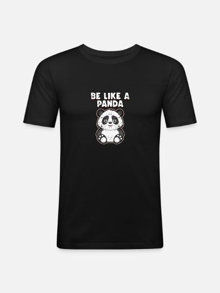 Panda - Männer Slim Fit T-Shirt - Schwarz