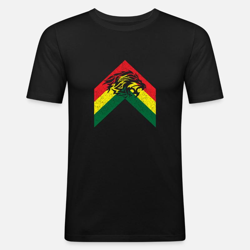 Löwe - Männer Slim Fit T-Shirt - Schwarz
