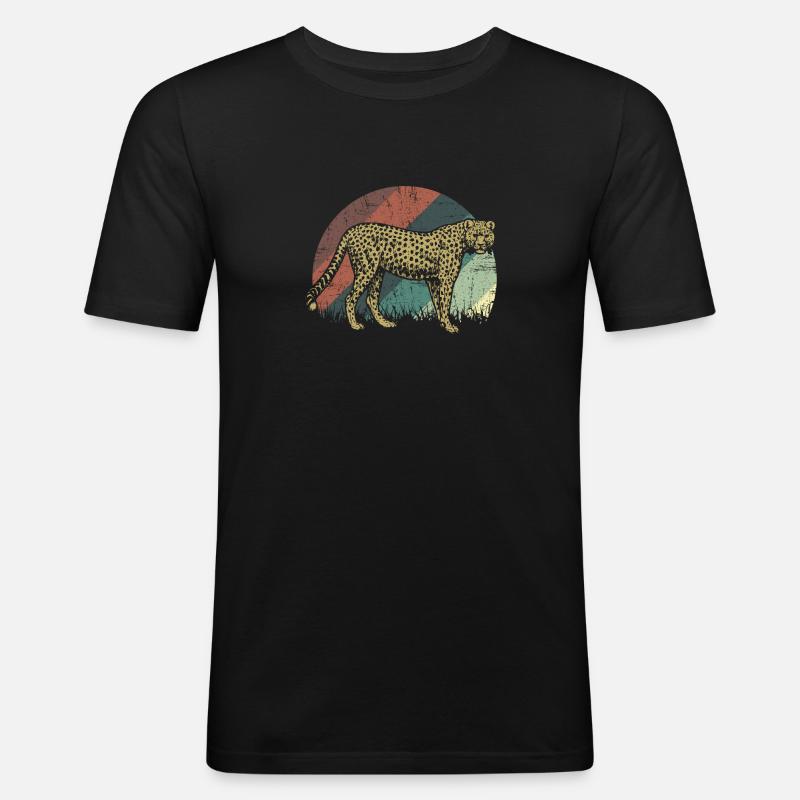 Gepard auf Retrokunst Tiergeschenk - Männer Slim Fit T-Shirt - Schwarz