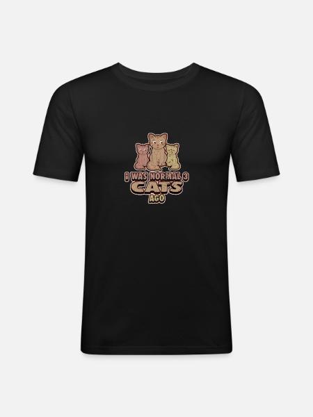 dame de chat - T-shirt près du corps Homme - noir