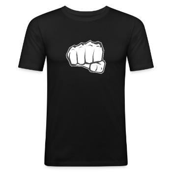 Faust V1 schwarz weiß - Männer Slim Fit T-Shirt - Schwarz - Vorne - Nik (191cm)