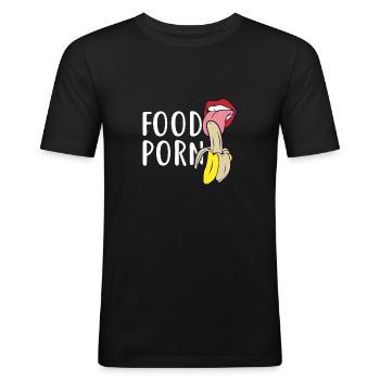 Nourriture porno - T-shirt près du corps Homme - noir - Devant - Nik (191cm)