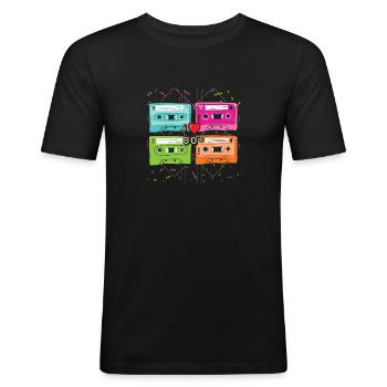 Ich liebe 80er - Männer Slim Fit T-Shirt - Schwarz - Vorne - Nik (191cm)