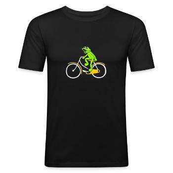 Frosch fährt Fahrrad Geschenk - Männer Slim Fit T-Shirt - Schwarz - Vorne - Nik (191cm)