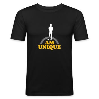 Prothese Behinderung Arm verloren - Männer Slim Fit T-Shirt - Schwarz - Vorne - Nik (191cm)