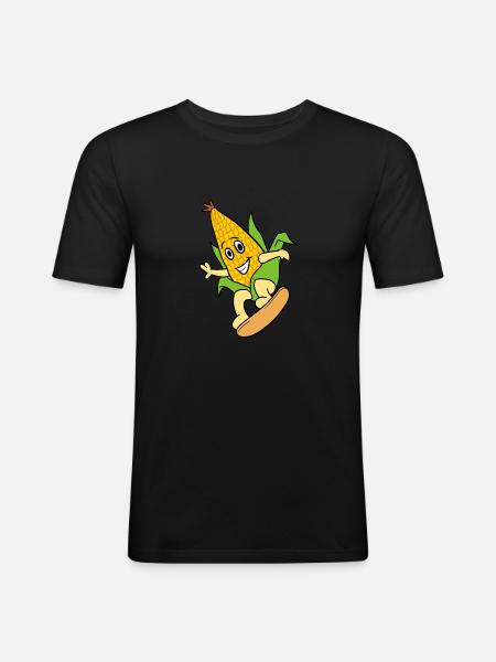 Sportlicher Mais - Männer Slim Fit T-Shirt - Schwarz