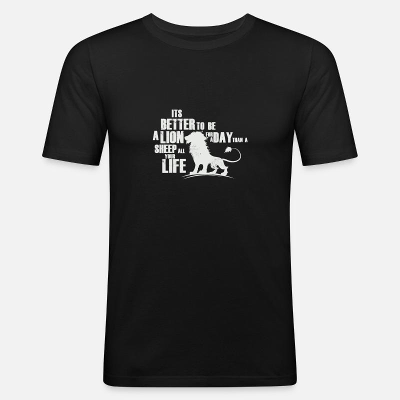 Löwe - Männer Slim Fit T-Shirt - Schwarz