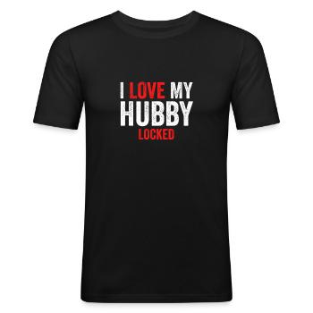 I Love My Hubby Locked - Men's Slim Fit T-Shirt - black - Front - Nik (191cm)