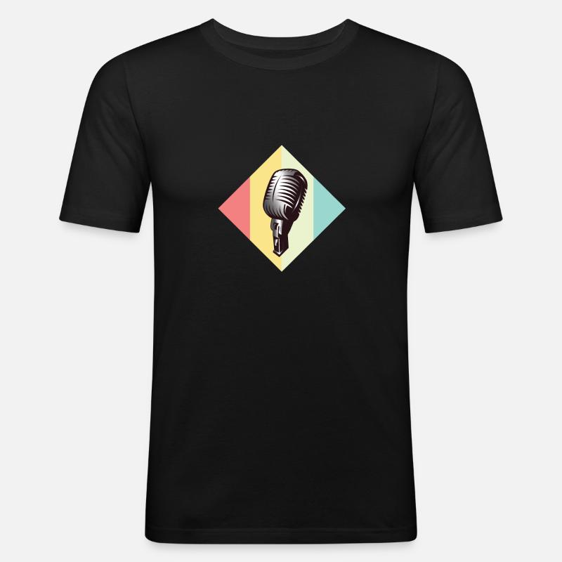 Mikrofon - Männer Slim Fit T-Shirt - Schwarz