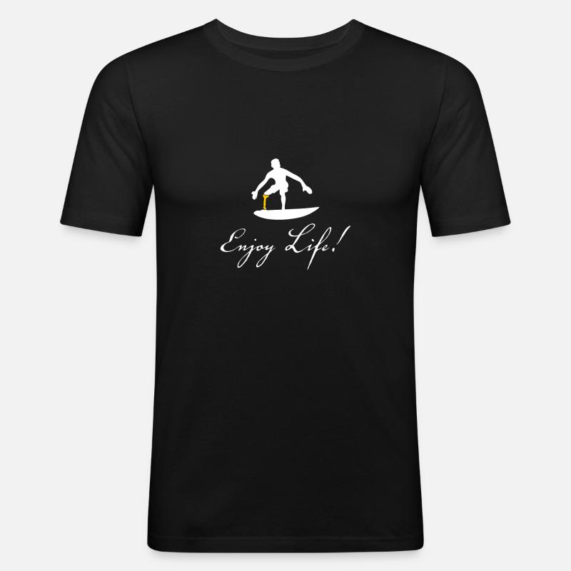 Surfer mit Prothese - Männer Slim Fit T-Shirt - Schwarz