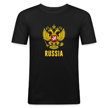 Russian rossia armoiry russie drapeau t-shirt - T-shirt près du corps Homme - noir - Devant - Nik (191cm)