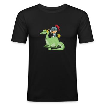 Dragon dragon cadeau chevalier enfant château - T-shirt près du corps Homme - noir - Devant - Nik (191cm)