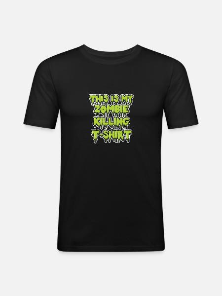 Zombie killing shirt gift - Men's Slim Fit T-Shirt - black