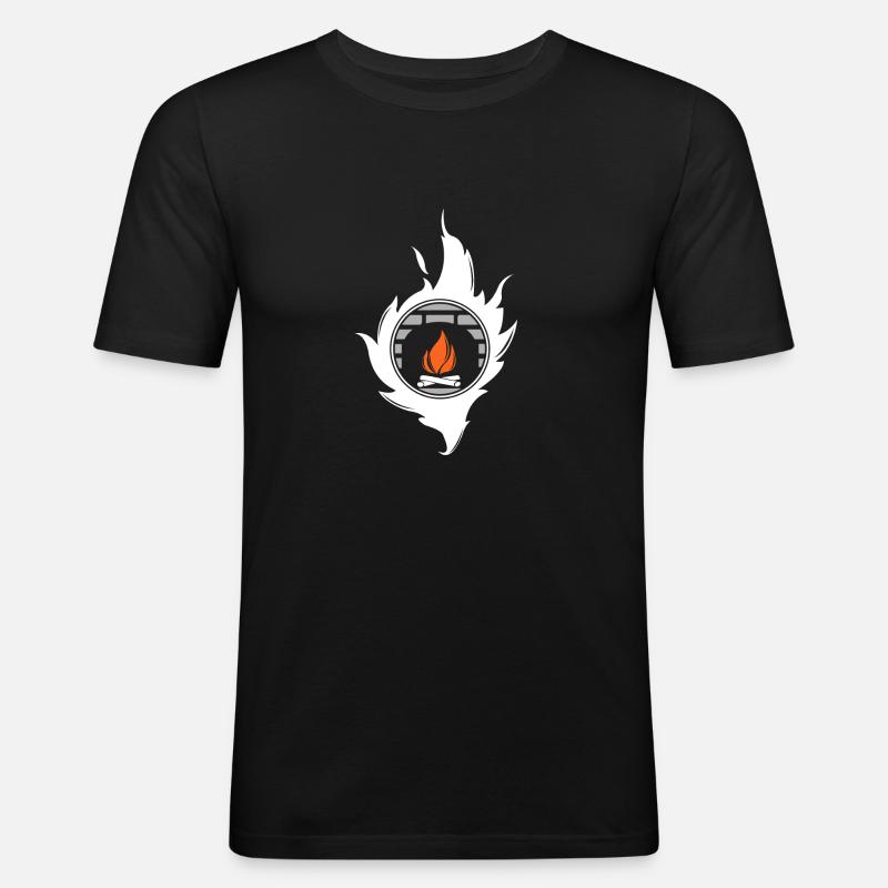 Feu de cheminée cadeau de Noël - T-shirt près du corps Homme - noir
