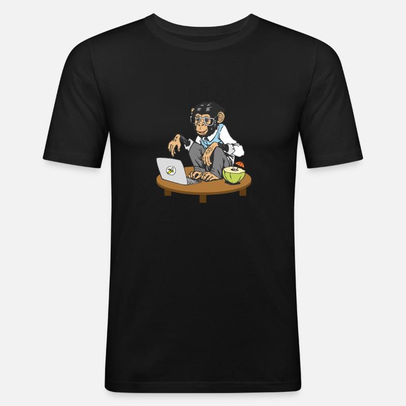 Singe de code singe - T-shirt près du corps Homme - noir