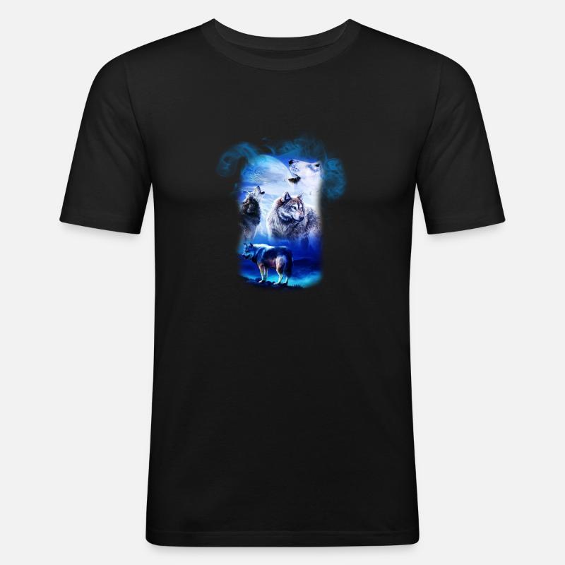 Fantasy Wolf Wolves - Men's Slim Fit T-Shirt - black