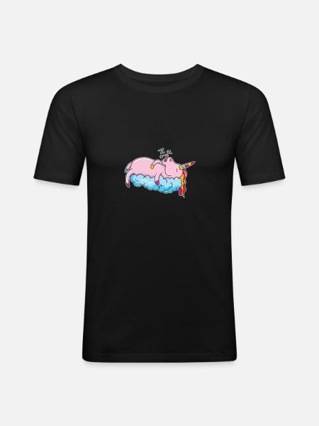 Einhorn nope - Männer Slim Fit T-Shirt - Schwarz