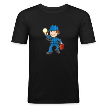 Elektriker Strom Geschenk Elektrizität Beruf Volt - Männer Slim Fit T-Shirt - Schwarz - Vorne - Nik (191cm)