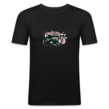 avions de chasse - T-shirt près du corps Homme - noir - Devant - Nik (191cm)