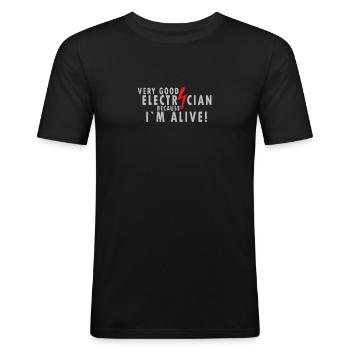 electrician t shirt, good electrician gift idea - Men's Slim Fit T-Shirt - black - Front - Nik (191cm)