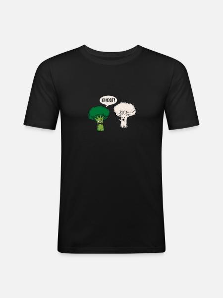 Rolig Broccoli Blomkål Ghost Ghost Gift - Slim Fit T-shirt herr - svart