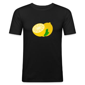 Aigre Citron Jaune Citron Vert - T-shirt près du corps Homme - noir - Devant - Nik (191cm)
