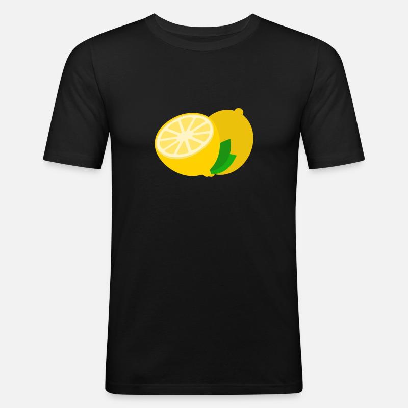 Zitrone Geschenk Gelb Limette Sauer - Männer Slim Fit T-Shirt - Schwarz