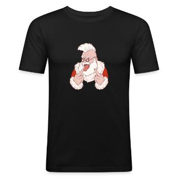 Bad Santa Christmas Punk Père Noël - T-shirt près du corps Homme - noir - Devant - Nik (191cm)