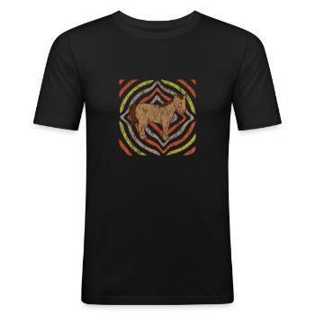 Cheval hypnose rétro en détresse - T-shirt près du corps Homme - noir - Devant - Nik (191cm)