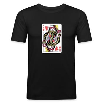 Königin Kartenspiel Herz Cool Karte Queen Geschenk - Männer Slim Fit T-Shirt - Schwarz - Vorne - Nik (191cm)