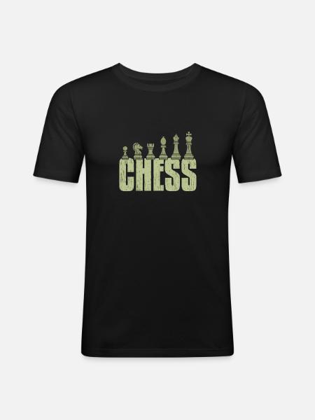 Tour de damier roi - T-shirt près du corps Homme - noir