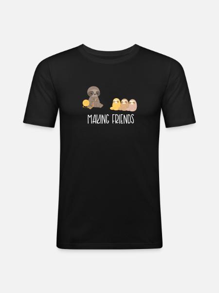 Sloth-Sloths-Introverti - Amis - T-shirt près du corps Homme - noir