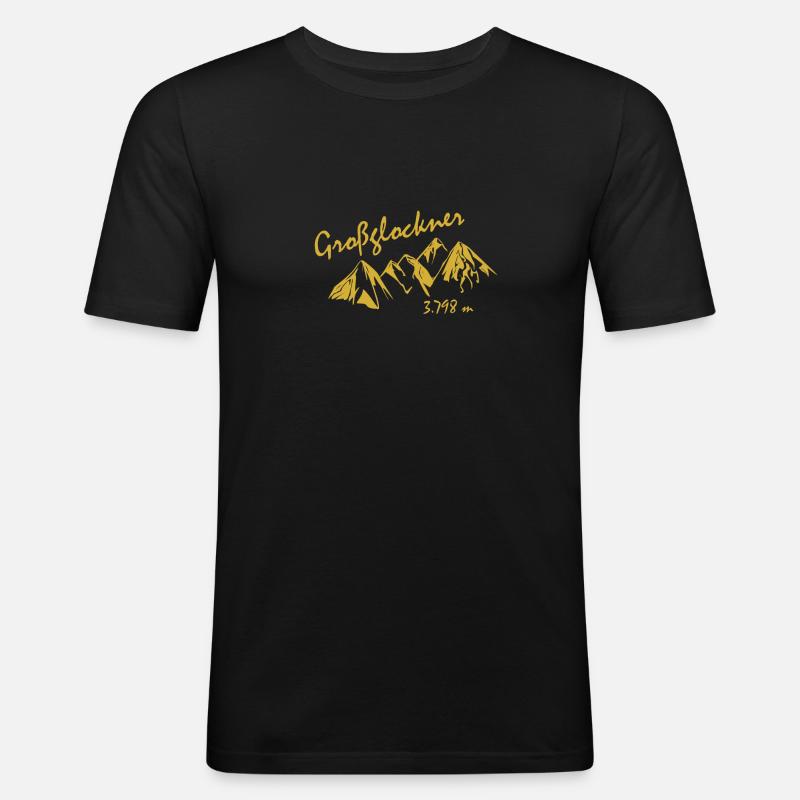 Grossglockner - Männer Slim Fit T-Shirt - Schwarz