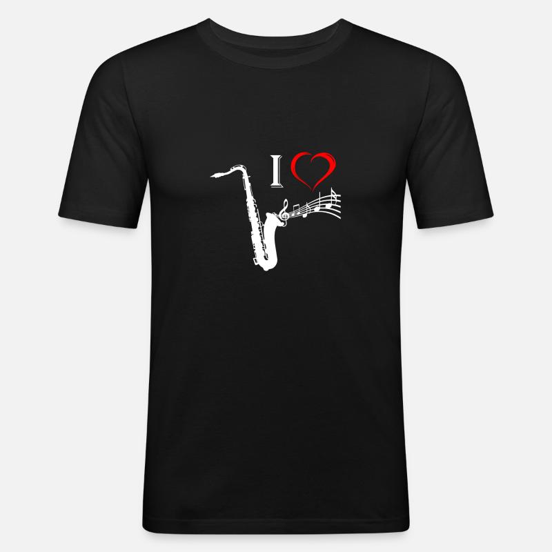 saxophone - T-shirt près du corps Homme - noir