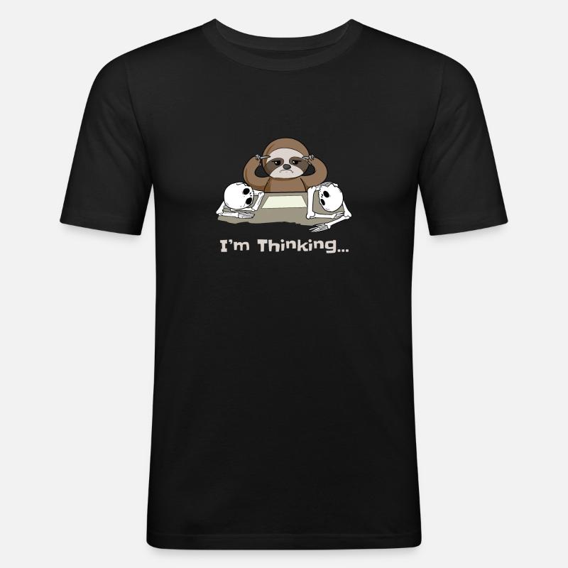 Faultier Idee Langsam Denken Überlegen Geschenk - Männer Slim Fit T-Shirt - Schwarz
