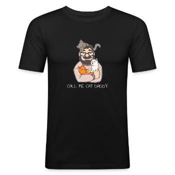 Nenn Mich Katzen Papa Mieze Daddy Kuschel Geschenk - Männer Slim Fit T-Shirt - Schwarz - Vorne - Nik (191cm)