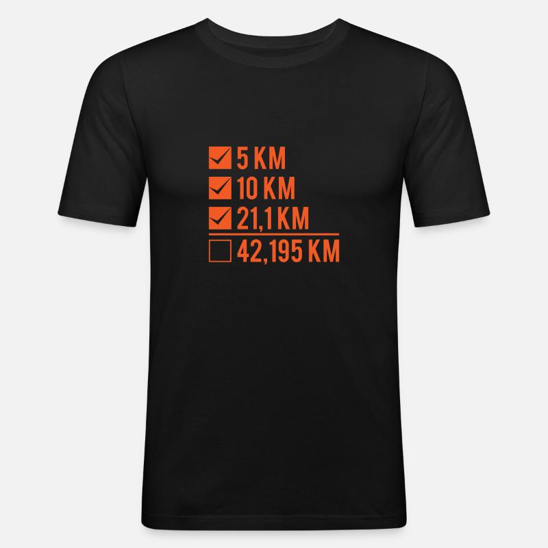 Halbmarathon - Männer Slim Fit T-Shirt - Schwarz