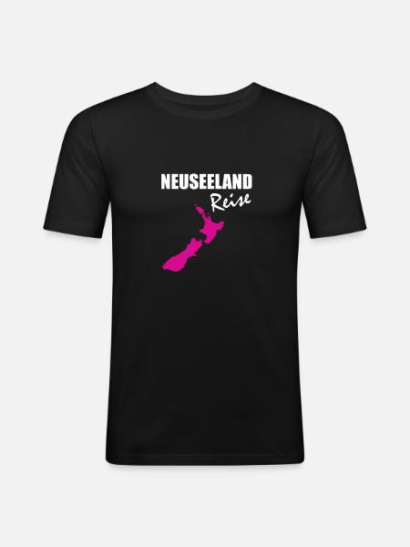 Neuseeland - Männer Slim Fit T-Shirt - Schwarz