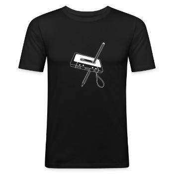 Music Pen - Männer Slim Fit T-Shirt - Schwarz - Vorne - Nik (191cm)