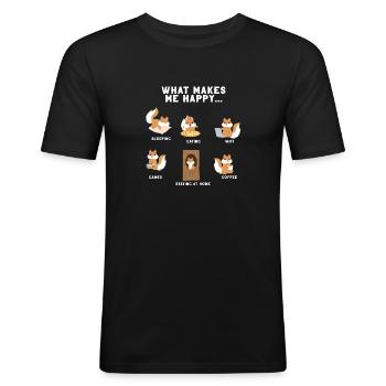 Eichhörnchen - Introvert - Eichkätzchen - Geschenk - Männer Slim Fit T-Shirt - Schwarz - Vorne - Nik (191cm)